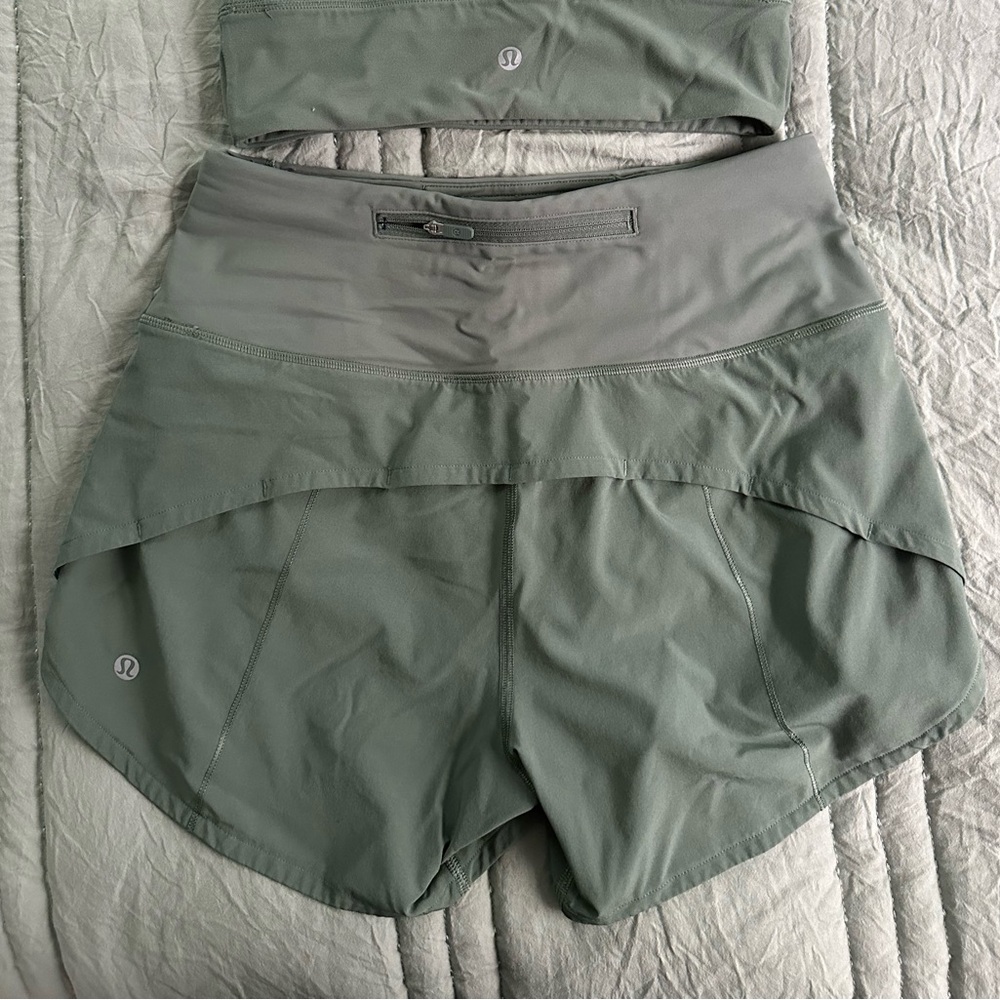 Lululemon Speed Up High-Rise Lined Short 4", Grey Eucalyptus